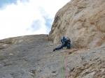 Sasso della croce, Mittelpfeiler, voie Messner, dièdre de sortie